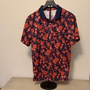 Apt. 9 Men's Navy and Coral Floral Shirt